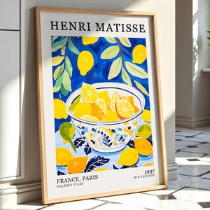Lámina de limón de Henri Matisse, bodegón de mediados de siglo, decoración de pared para cocina, póster de la galería Citrus