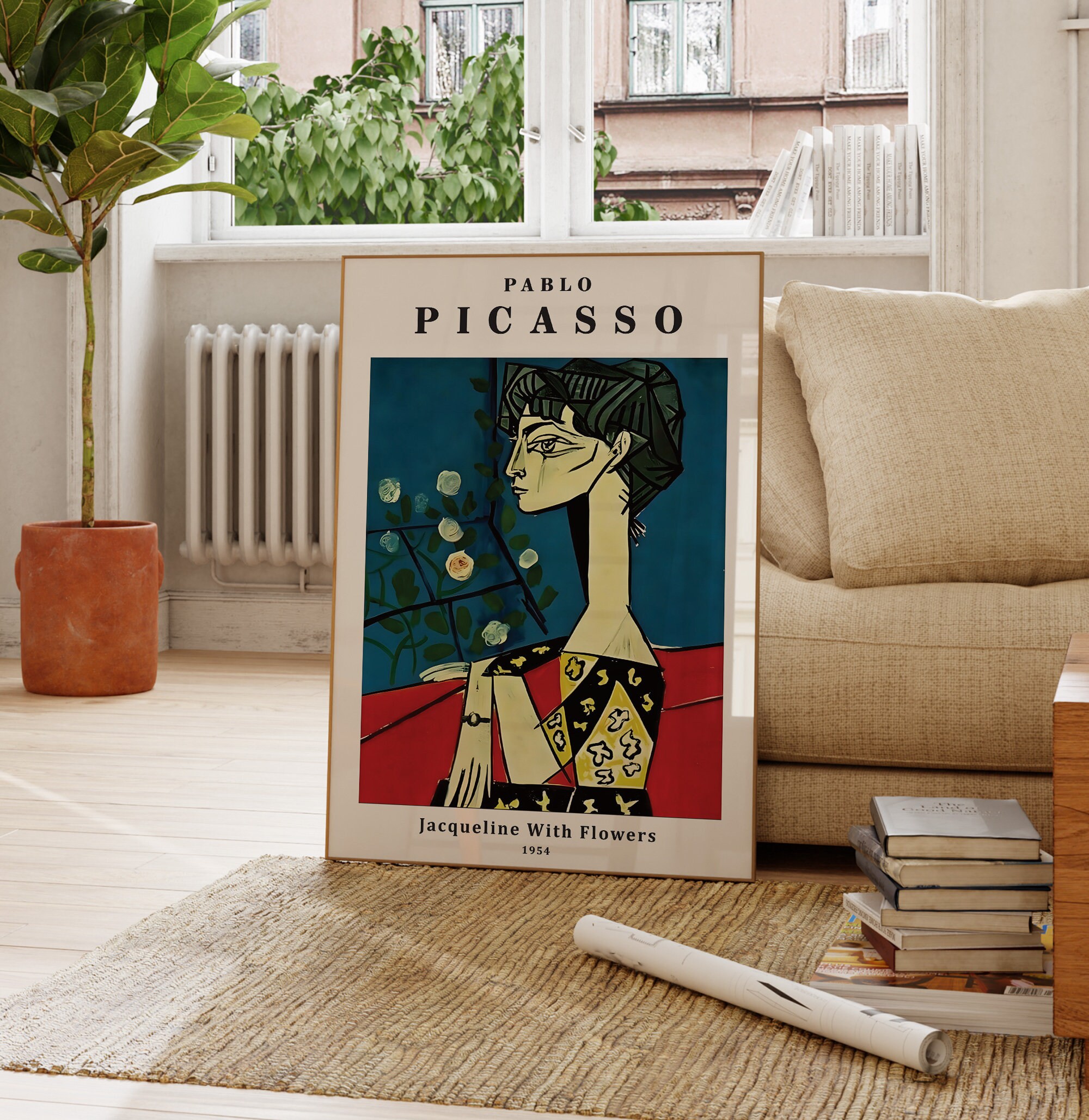 パブロ・ピカソ、Portrait of J. R. with Roses Pablo Picasso | Jacqueline With Roses (1956) | Available for