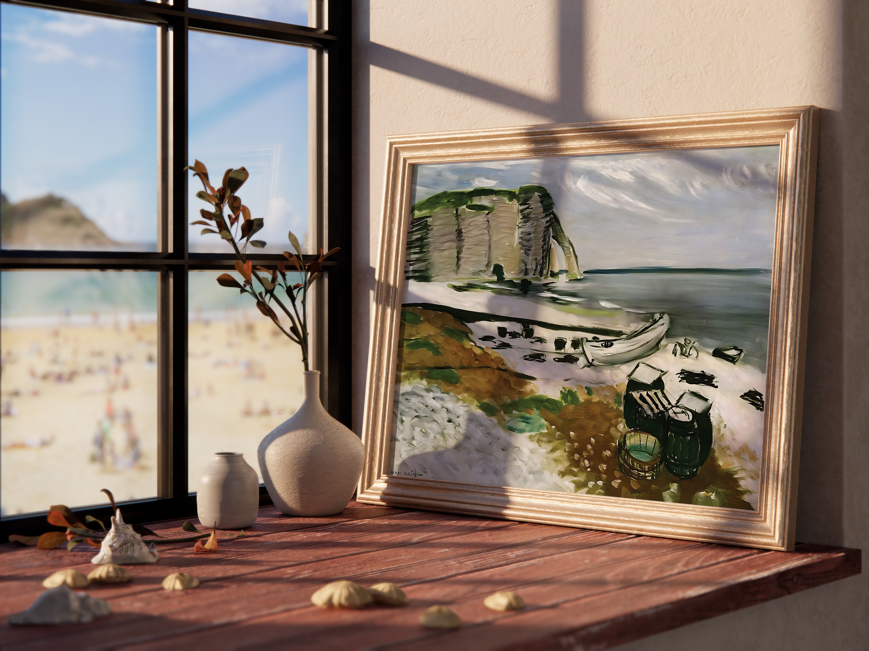 アンリ・マティスのエトルタ版画、海岸印象派のアートワーク、風景