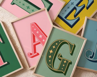 Custom Initial Art Print, Colourful Letter Poster, Modern Nursery Decor, Personalised Artwork, Personal Gift