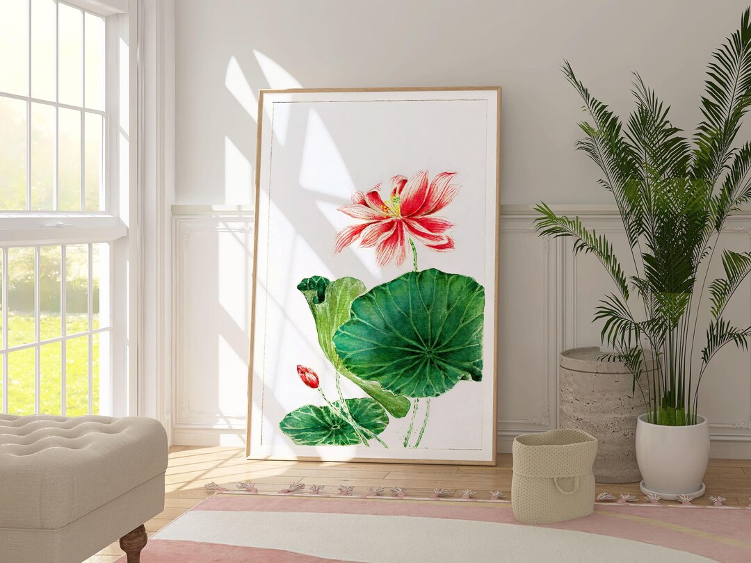 Lotus Flower Watercolor Painting, Botanical Wall Art Print - Etsy