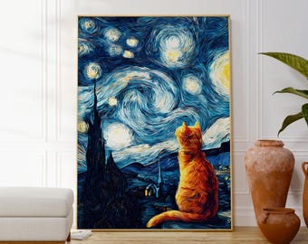 Stampa Su Tela Con Gatto Colorato – Quadro Divertente Per Soggiorno O Camera Da Letto