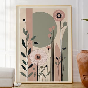 Impressão de flores modernas, pôster de arte de parede contemporânea, arte em cores suaves, impressão botânica, decoração inspirada na natureza, arte de parede de galeria, presente