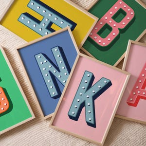 Colourful Custom Letter Print, Initial Wall Art, Personalised Print, Unique Gift For Her, Kids Wall Decor, Fun Bold Modern Quote