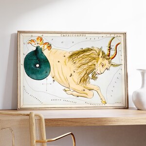 Steinbock Sternzeichen Sternzeichen Kunst Poster, Konstellations Kunstwerk, Astronomie Wand Kunst Dekor, Celestial Print, Originale Geschenkidee, personalisiert