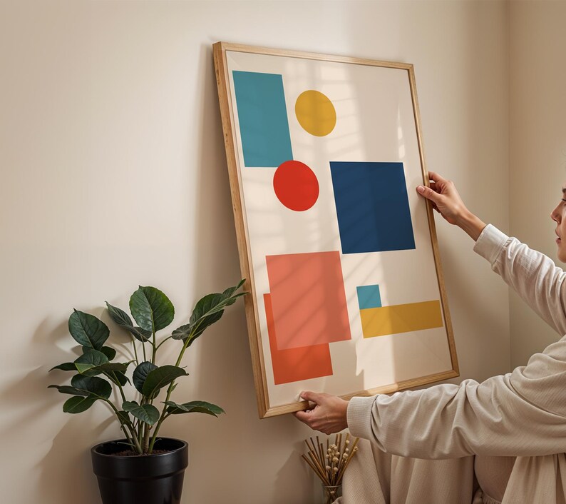 Modern Bauhaus Geometric Art Print, Minimalist Abstract Fine Art for ...