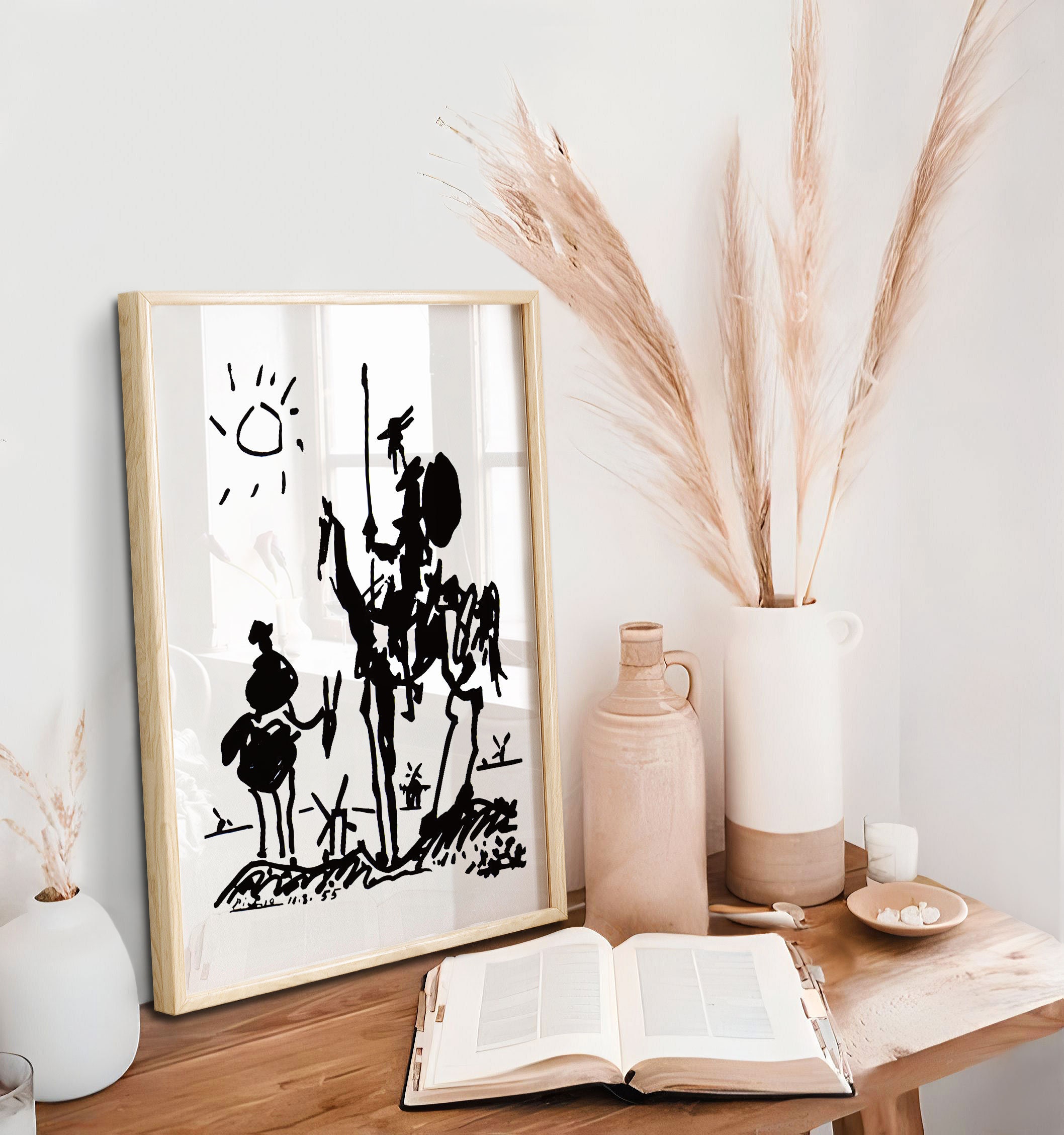 パブロ・ピカソ作「ドン・キホーテ」の版画、白黒抽象画 - Etsy 日本