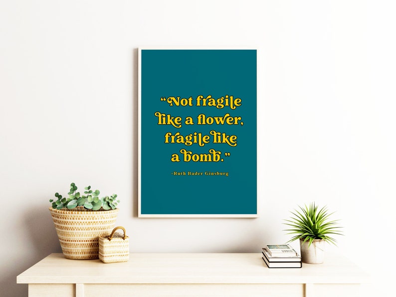 Ruth Bader Ginsburg Quote Poster, Inspirational Feminine Wall Art, Quote Print, Typography Decor Green