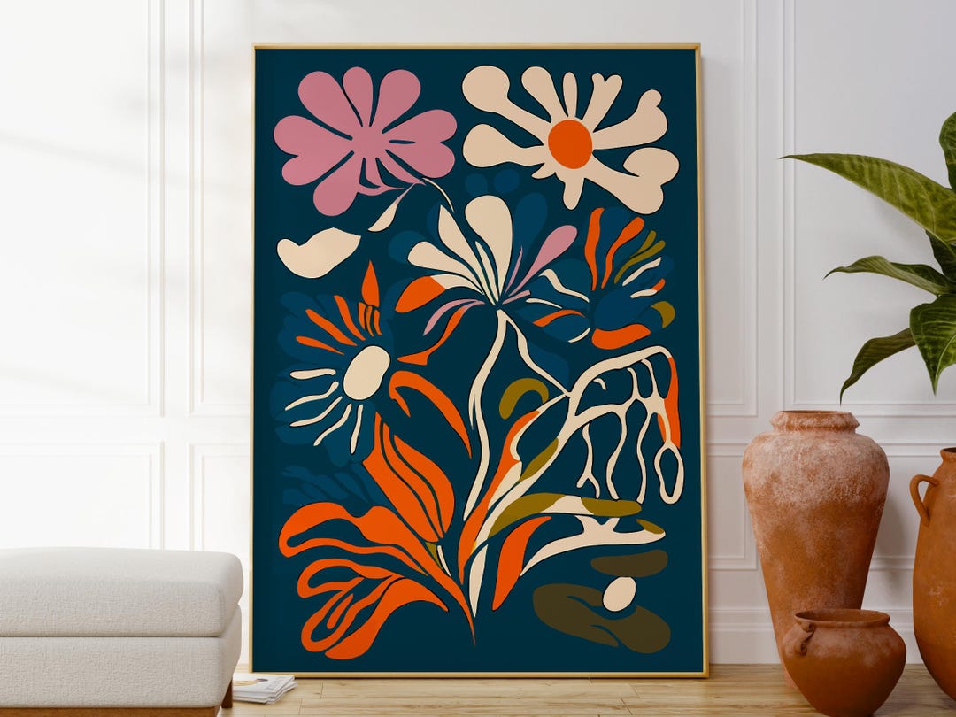 Abstract Floral Art Print, Modern Geometric Botanical Wall Decor ...