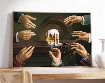Ölkonstposter, öltryck, roligt alkoholkonstverk, modern ölälskareinredning, barväggkonst, öllustposter, present till honom