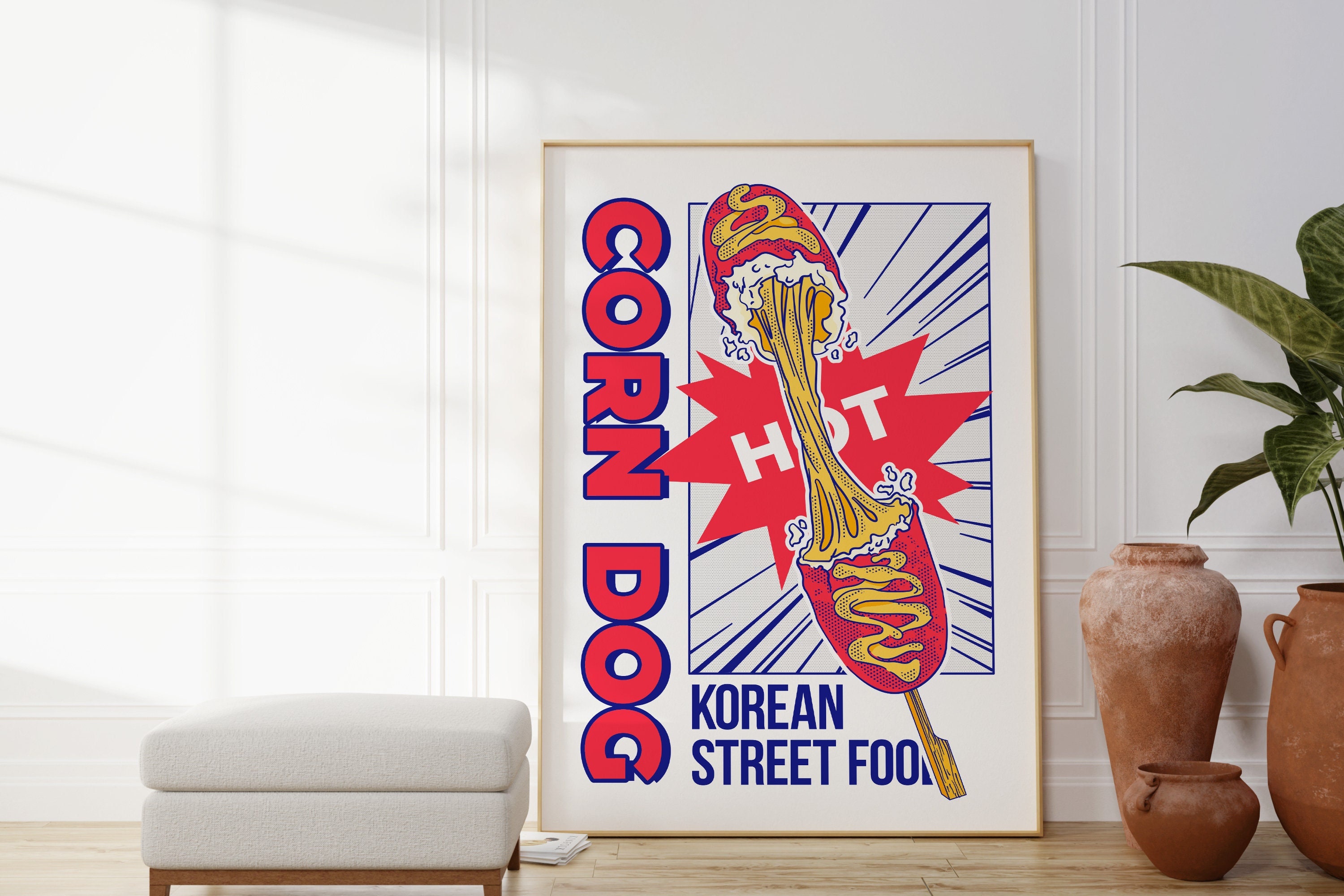 Korean Corn Dog Print, Hot Dog Poster, Street Food Wall Art - Etsy