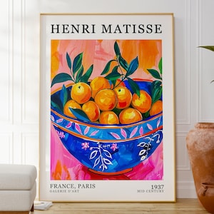 Oranges Print, Fruit Bowl Poster, Modern Home Wall Art Decor, Henri Matisse Artwork, Housewarming Gift, Fruit Kitchen Print, Housewarming