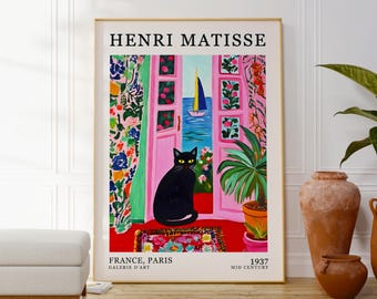 マティスの「窓辺の猫」プリント、モダンアートポスター、現代アート