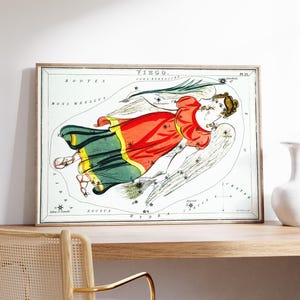 Virgo Zodiac Sternzeichen Poster, Celestial Wand Kunst Poster, Konstellation Kunstwerk, Original Astrologie Geschenk, Sternenkarte Dekor, Astronomischer Druck