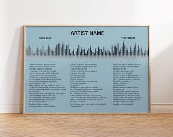 Custom Song Lyric Poster, Music Print, Personalised Wall Art Decor, Favourite Song Art, Modern Home Decor, Stylish Art, Housewarming Gift