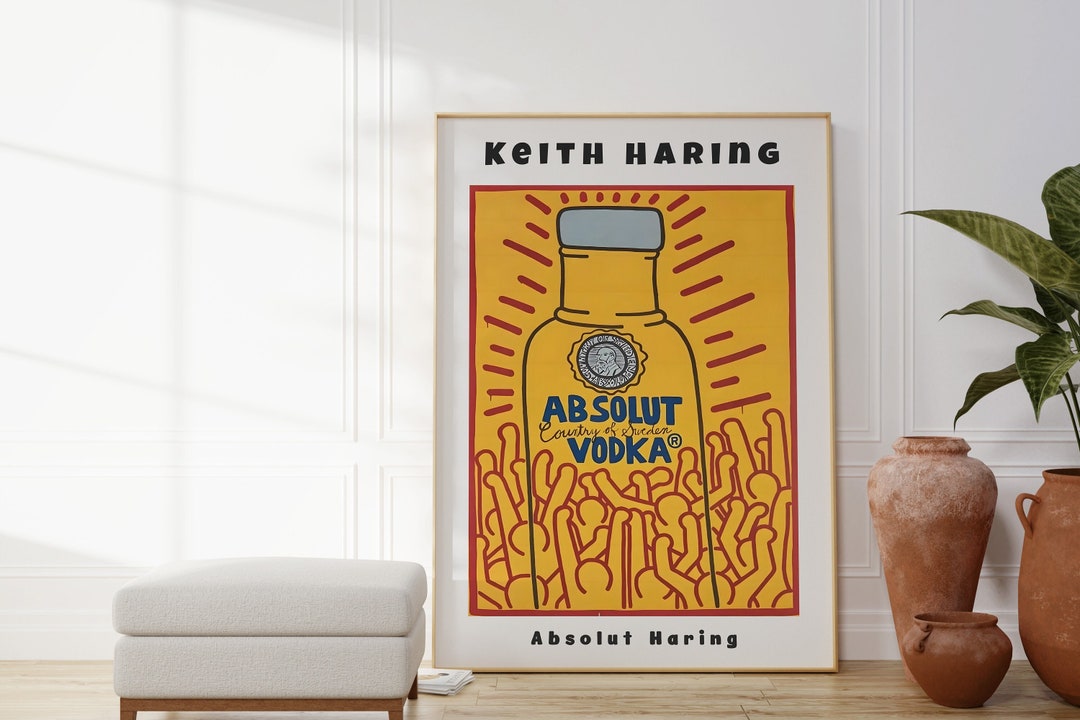 Keith Haring Absolut Haring Pop Art Poster, Modern Party Print, Yellow ...