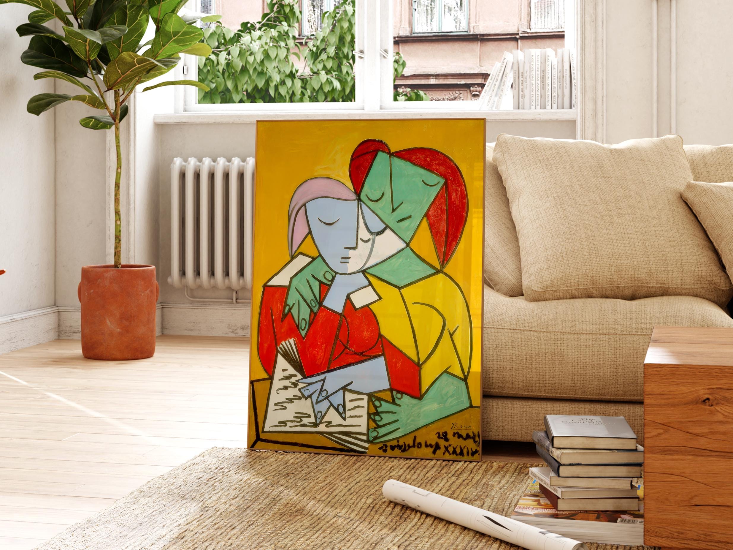 Buy Pablo Picasso Two Girls Reading Print, Minimalist Contemporary
