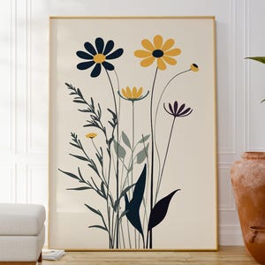 Impressão de flores de belas artes, arte floral minimalista, pôster botânico elegante, decoração moderna e elegante para casa, arte de parede de galeria, ideia de presente original