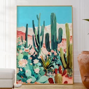 Botanischer Kaktus Druck, Mexikanische Kaktus Wand Kunst Poster, Wüsten Kaktus Kunstwerk, Florale Natur Inspirierte Dekoration, Moderne Housewarming Geschenkidee
