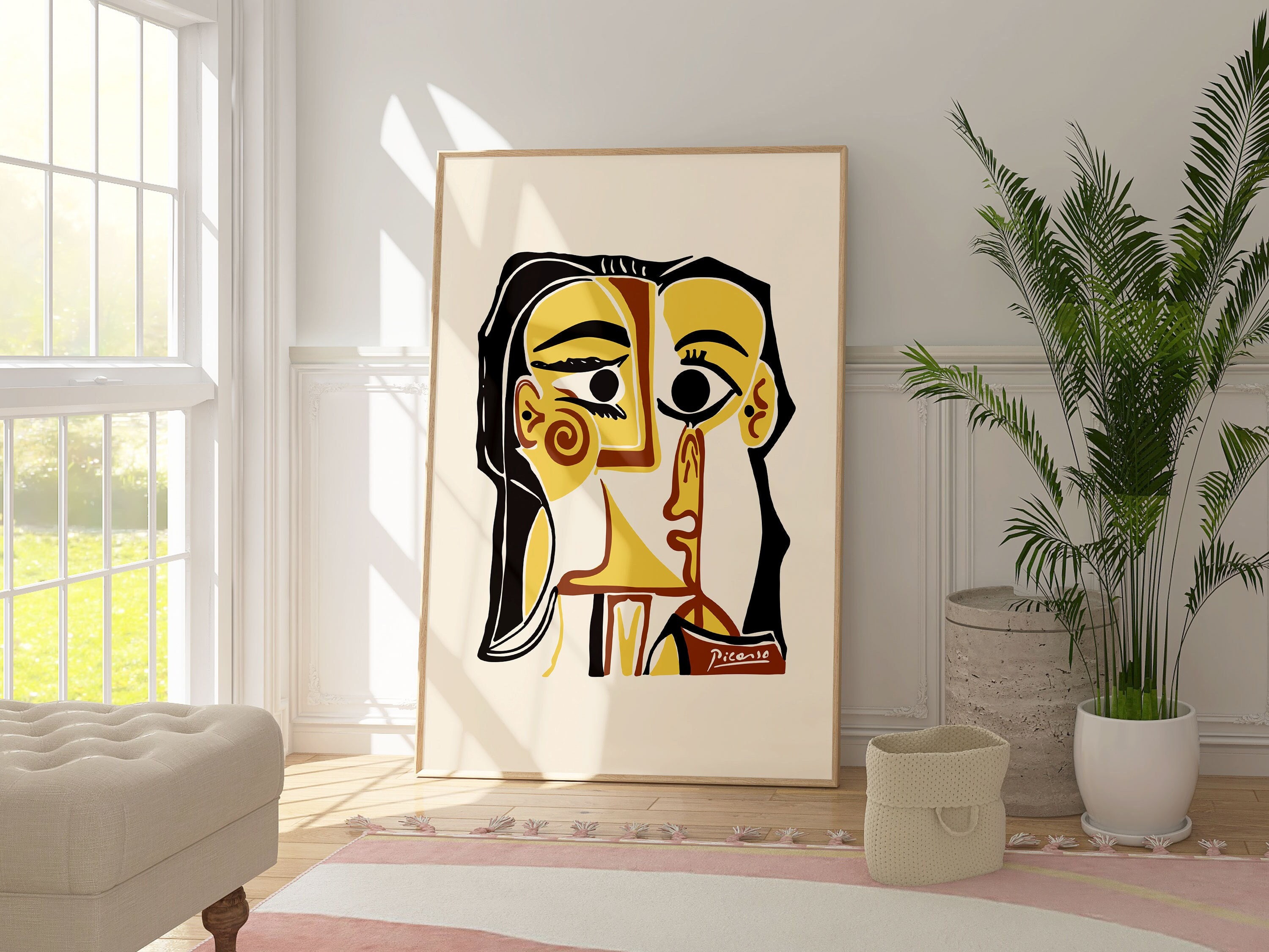 Picasso Stylized Portrait of Jacqueline Print, Modern Cubism Art
