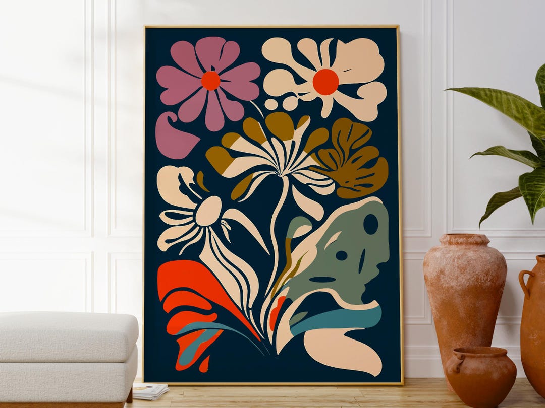 Abstract Floral Print, Botanical Art Poster, Geometric Wall Decor ...