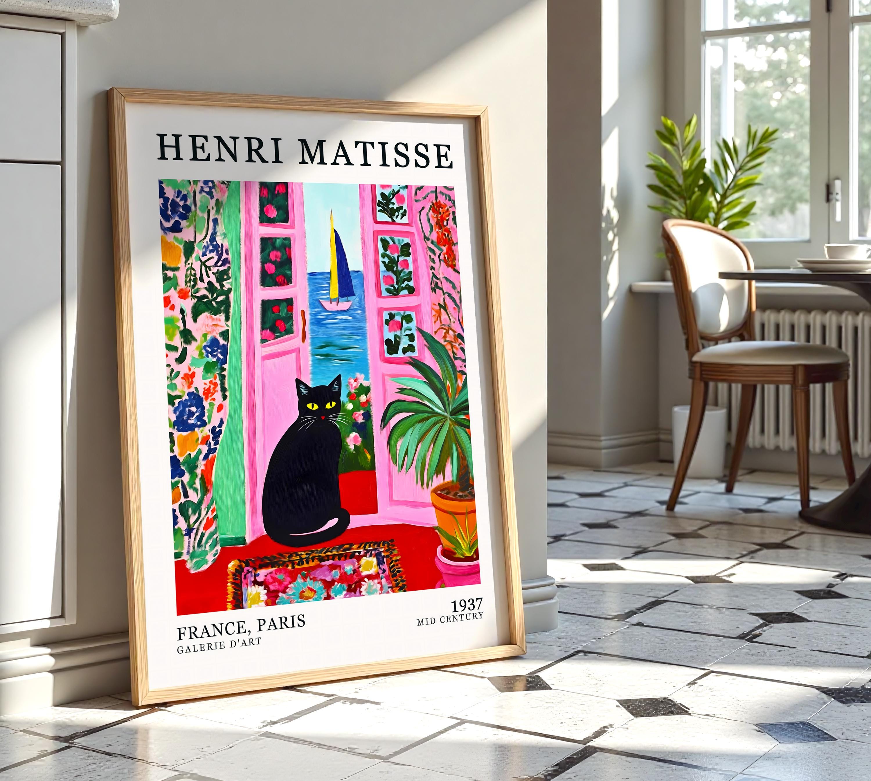 N*a様 最終価格MOMA DESIGN STORE マティス タヒチ切り絵 黒 マティスの「窓辺の猫」プリント、モダンアートポスター、現代アート