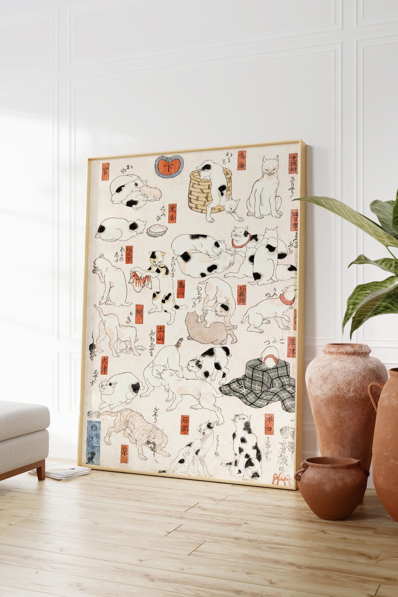 Vintage Japanese Cat Print, Utagawa Kuniyoshi Cats Wall Art Poster - Etsy