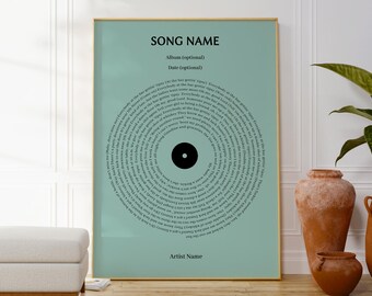 Personalized Song Lyrics Vinyl Record Print - Custom Music Poster, Anniversary Gift, Wall Art Decor