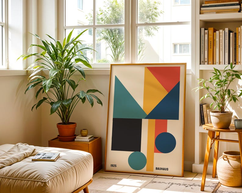 Bauhaus Geometric Art Print, Abstract Minimalist Home Decor - Etsy