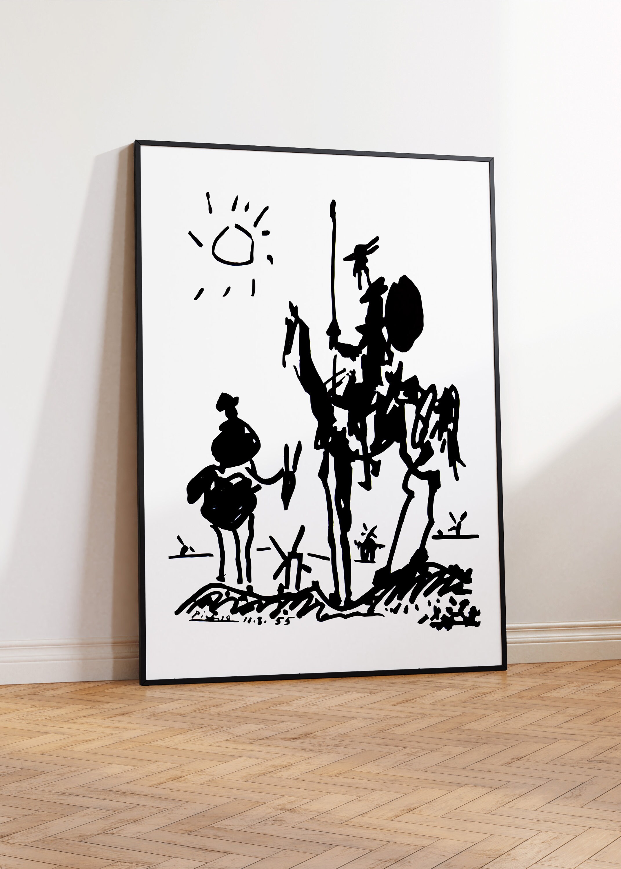 パブロ・ピカソ作「ドン・キホーテ」の版画、白黒抽象画 - Etsy 日本