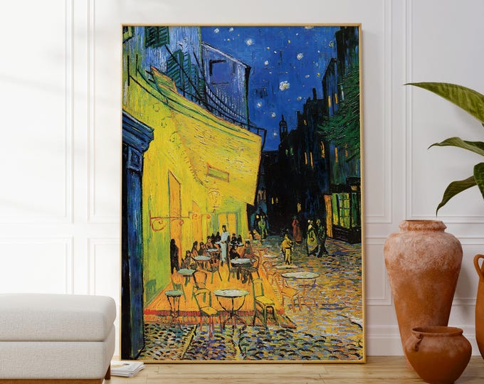 Van Gogh Cafe Terrace at Night Poster, Impressionism Art Print, Popular Artist, Famous Artwork