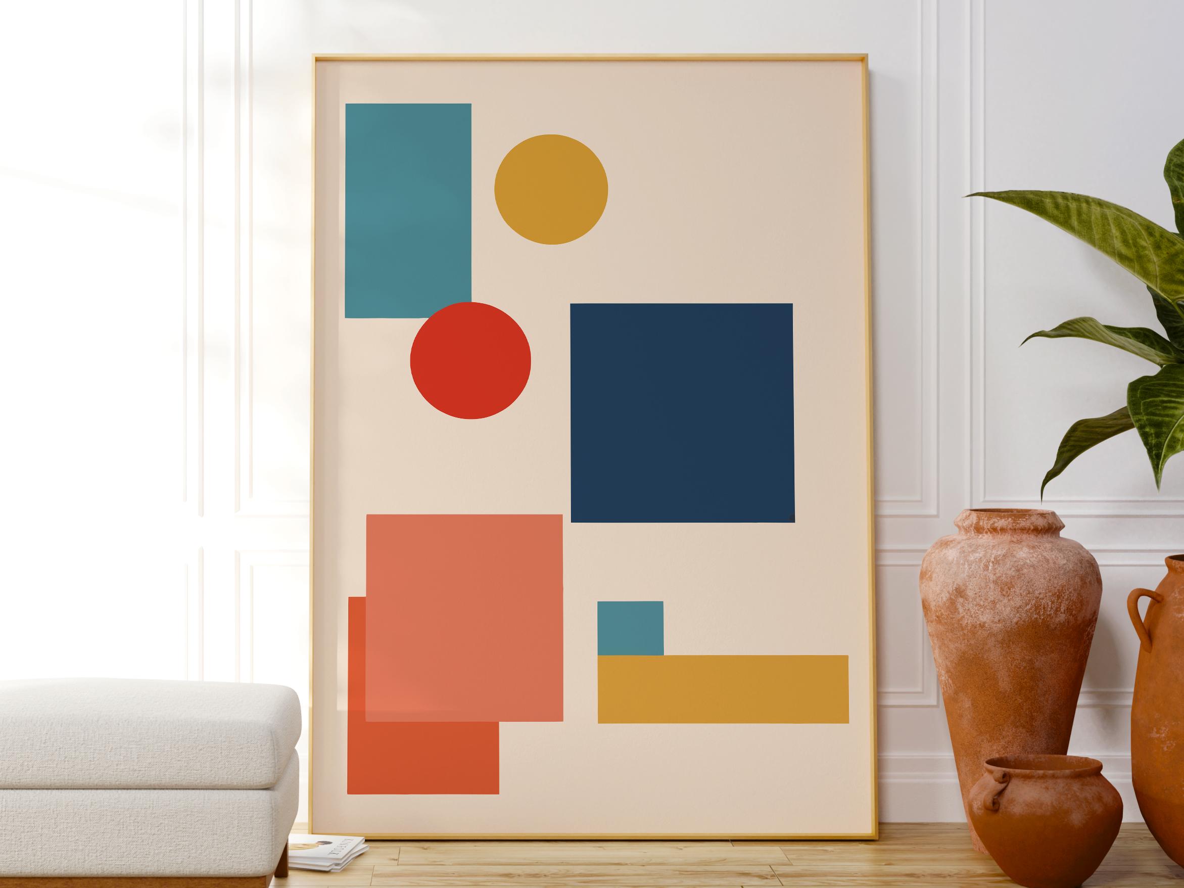 Modern Bauhaus Geometric Art Print, Minimalist Abstract Fine Art for ...