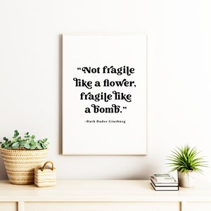 Ruth Bader Ginsburg Quote Poster, Inspirational Feminine Wall Art, Quote Print, Typography Decor White
