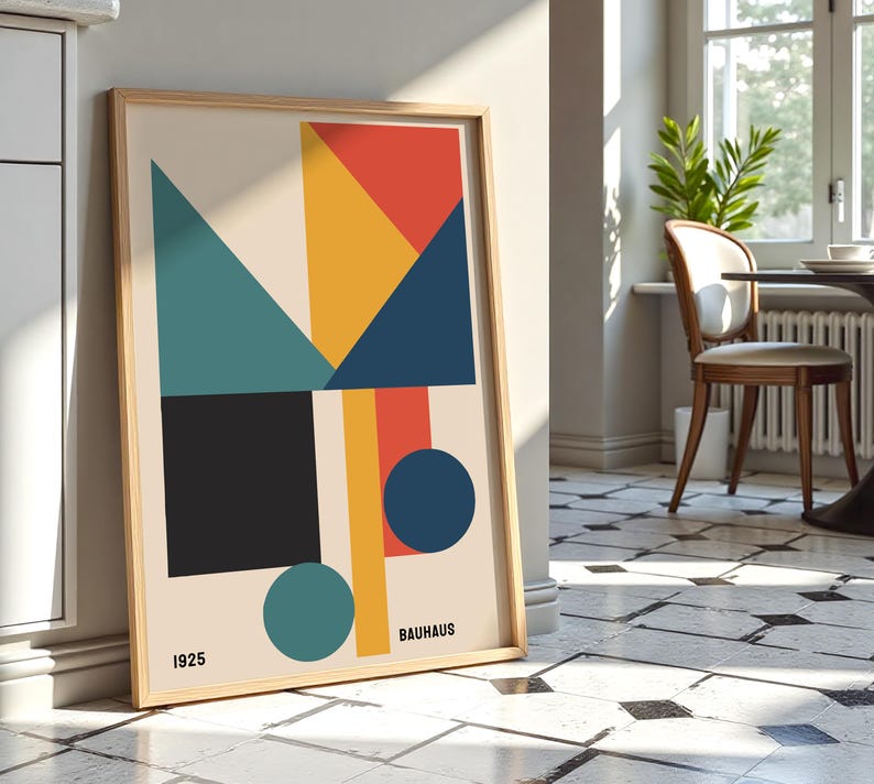 Bauhaus Geometric Art Print, Abstract Minimalist Home Decor - Etsy