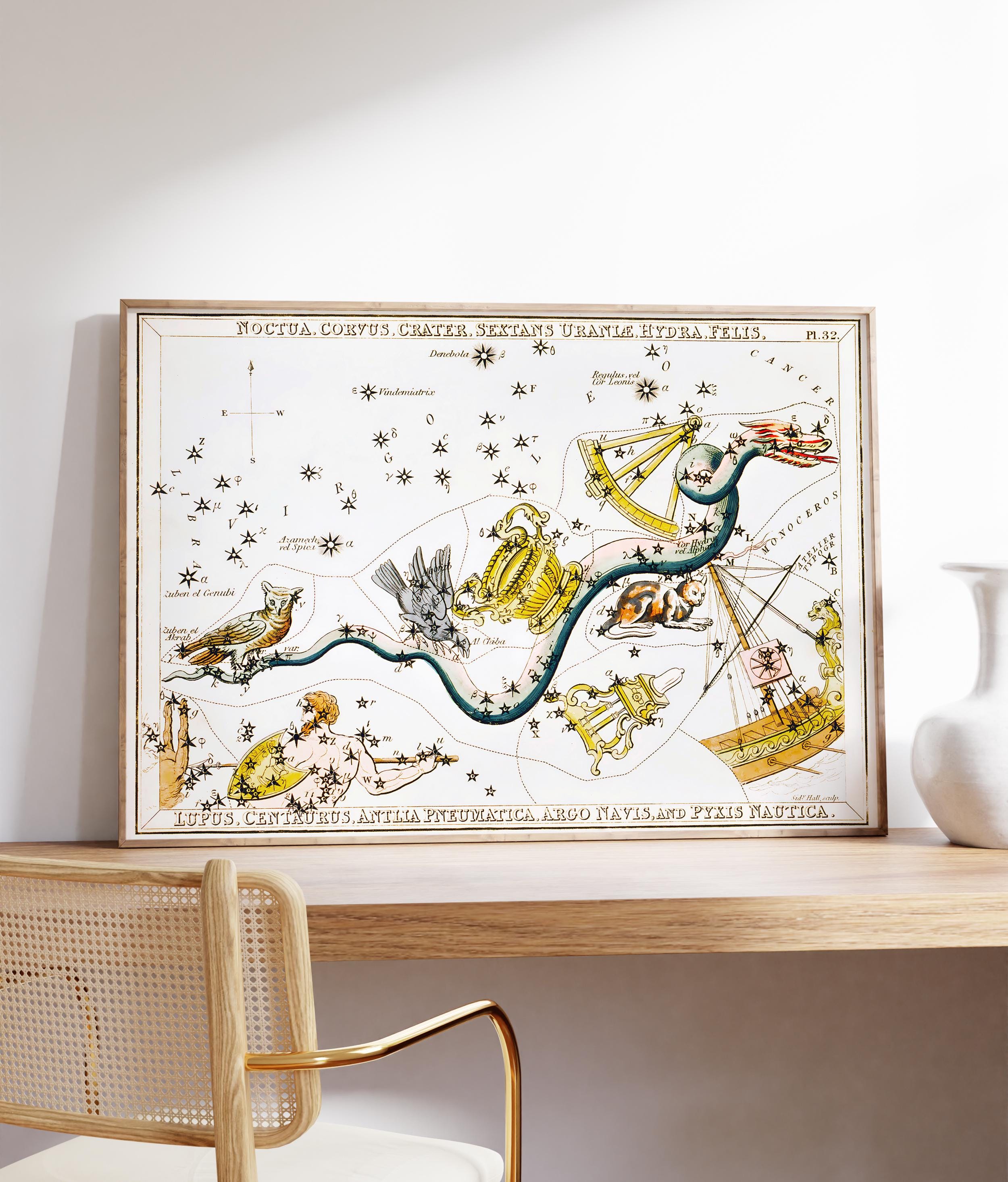 Vintage Celestial Map Print, Antique Star Constellation Chart ...