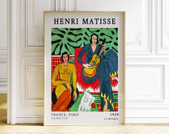 Henri Matisse La Musique Print, 1939 Poster, Colorful Modern Art