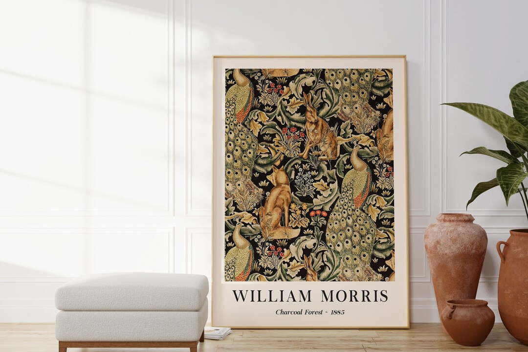Impression d'art William Morris fusain forêt, décoration murale vintage