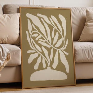 Pôster de flores e vasos japoneses, arte de parede minimalista, decoração boho neutra, ilustração botânica moderna, presente para ela ou para uma nova casa