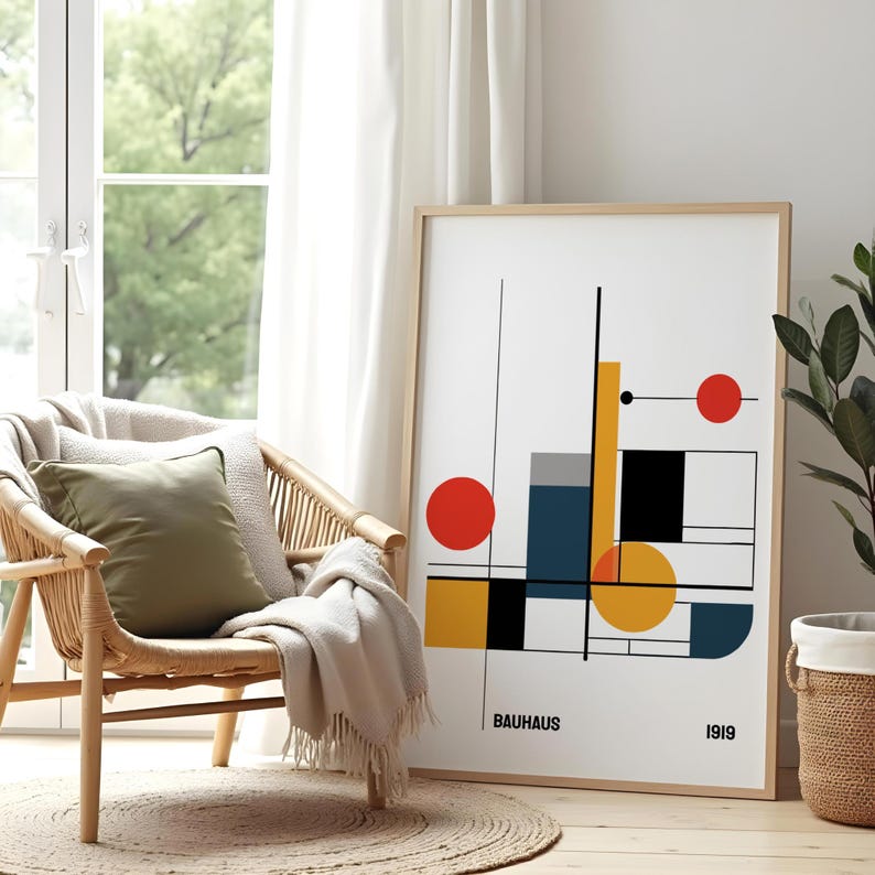 Minimalist Bauhaus Geometric Print, Abstract Fine Art Wall Poster for ...