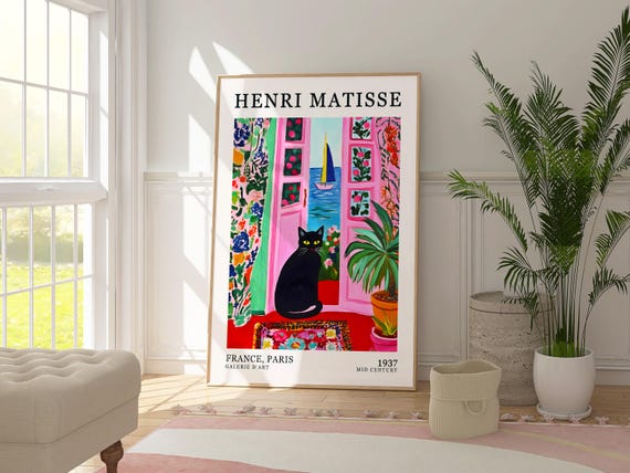マティスの「窓辺の猫」プリント、モダンアートポスター、現代アート