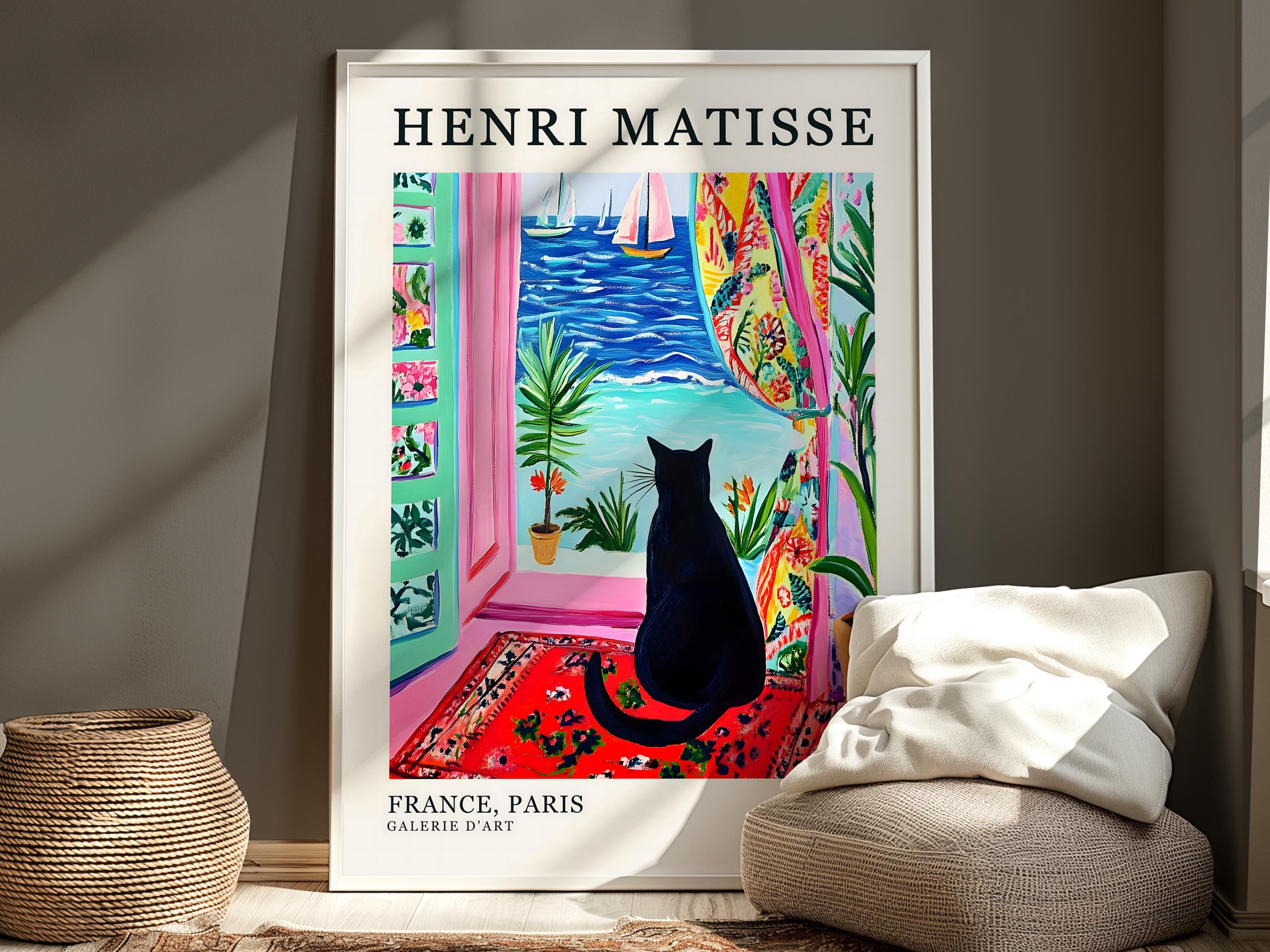 Henri Matisse Open Window With a Cat Print, Modern Home Wall Art