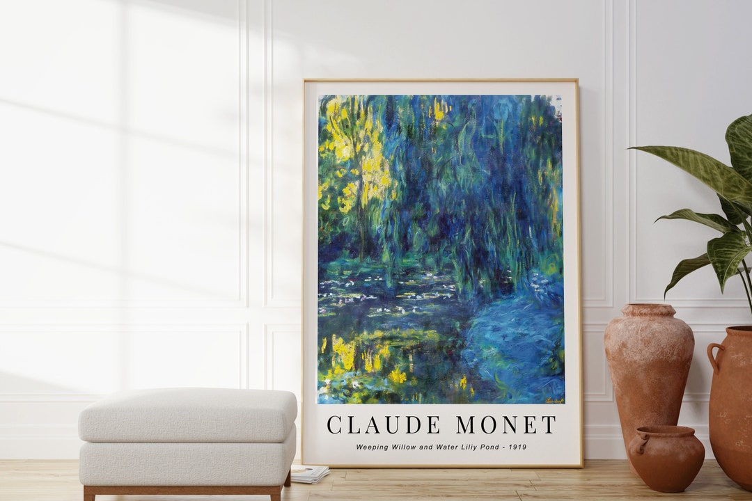 Monet Weeping Willow Water Lily Pond Print, Impressionist Wall Art ...