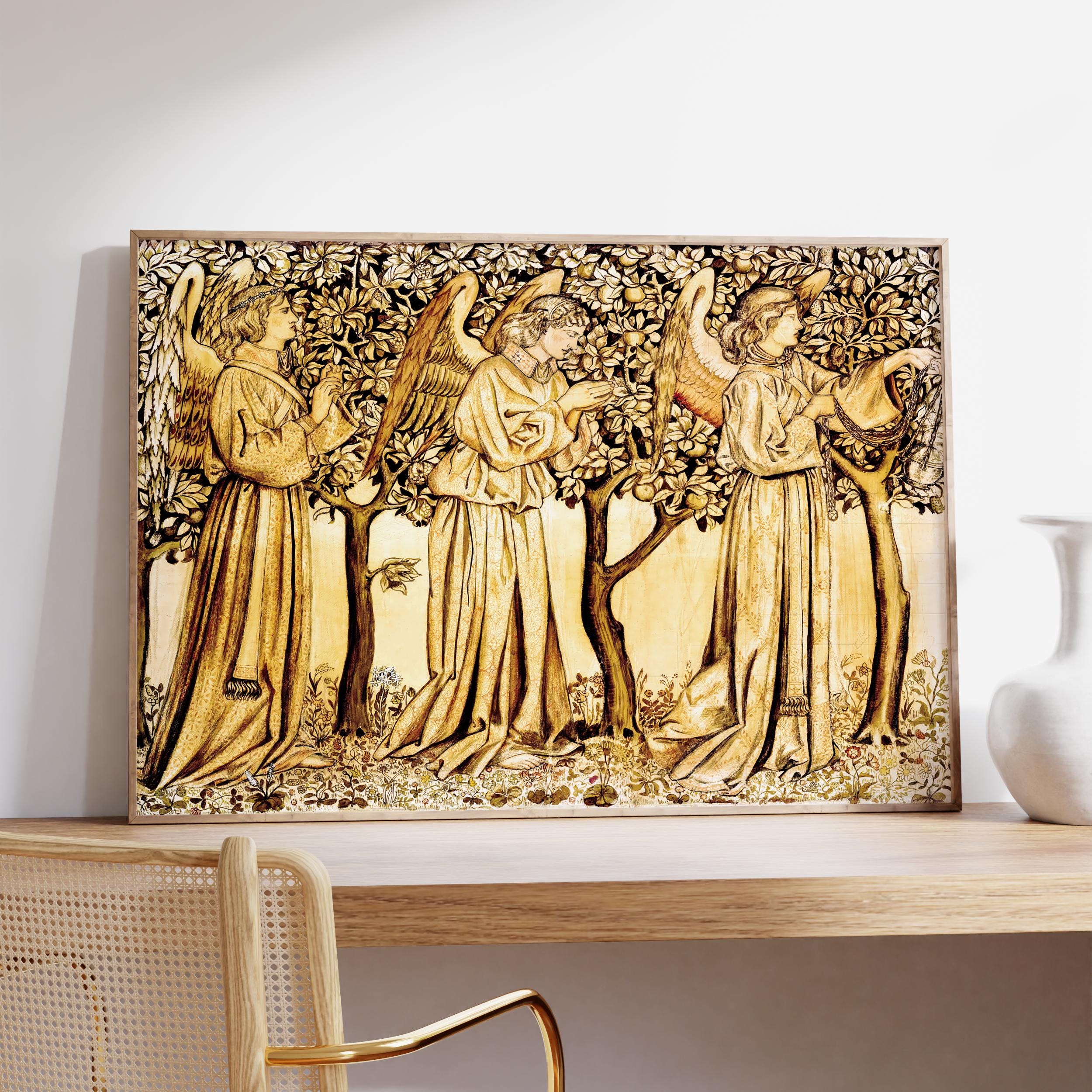 William Morris Angels Art Poster, Vintage Landscape Wall Art Print