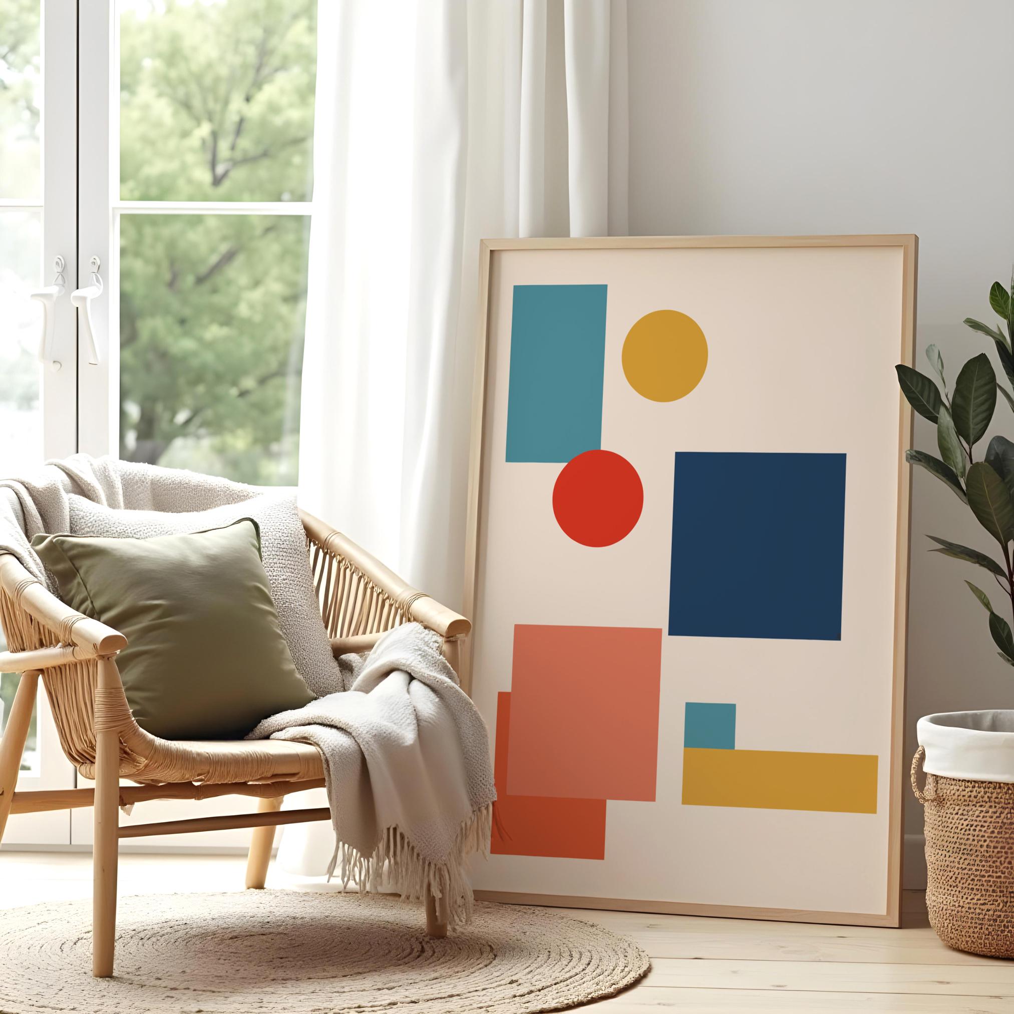 Modern Bauhaus Geometric Art Print, Minimalist Abstract Fine Art for ...