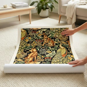 Impression d'art de forêt de charbon de bois de William Morris, décoration murale animal botanique vintage image 8