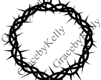 May include: A black silhouette of a crown of thorns, a traditional symbol of suffering and sacrifice.