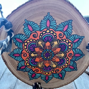 Flower Mandala Bark Edge Hanger Plate