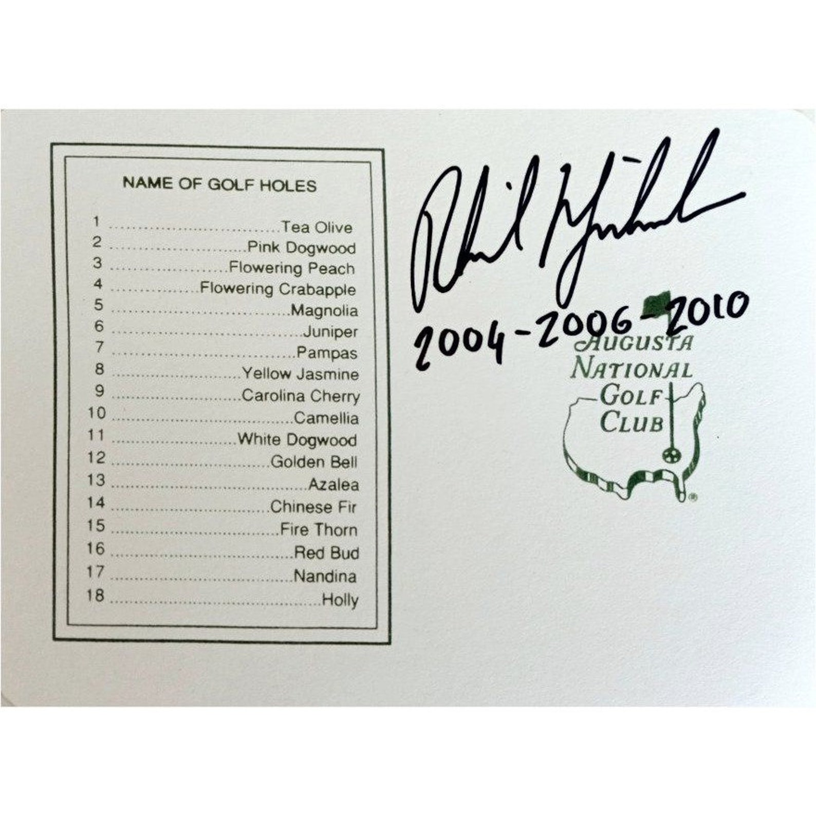 Phil Mickelson Masters Signed Scorecard With Proof Etsy