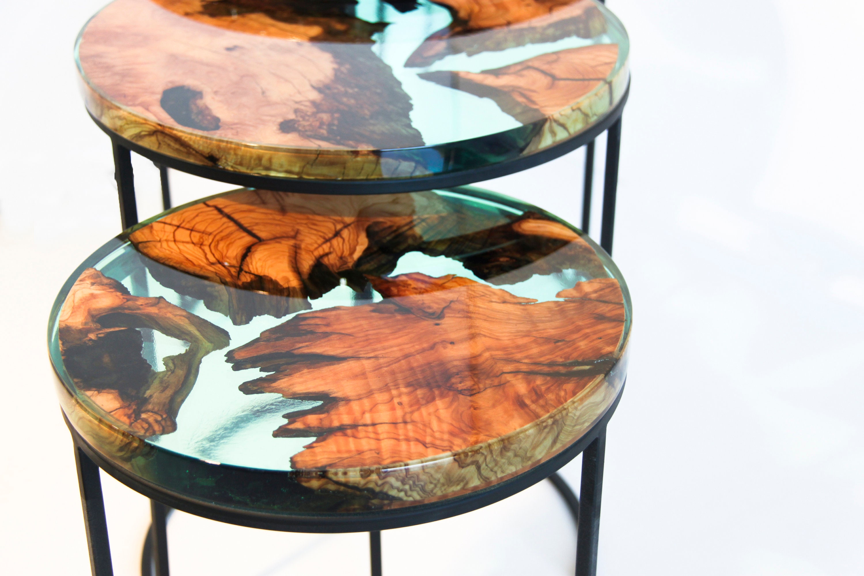 Circa Verde Epoxy Resin Coffee Table Set Etsy