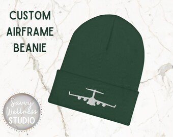 Custom Airframe Beanie, Airplane Beanie, Custom Pilot Gift, Pilot Kid Gift, Pilot Gift, Aircraft Silhouette, Pilot Wife Hat
